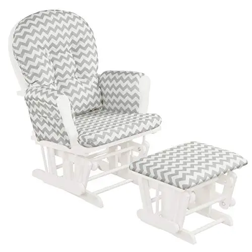 Costzon Nursery Glider and Ottoman set in gray and white