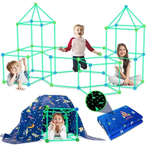 LINYILIFANG glow in the dark fort building kit with included blanket