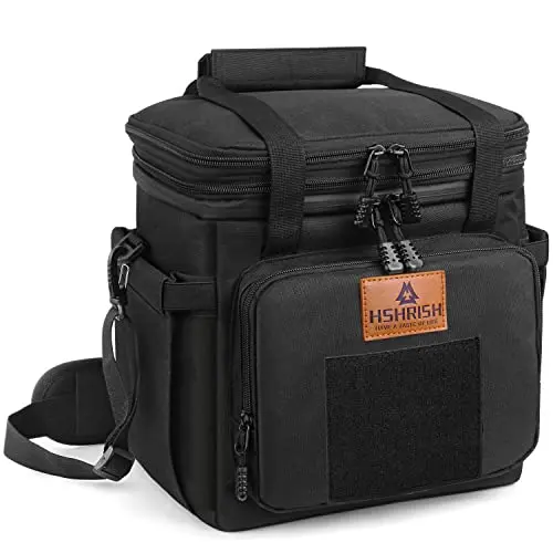 HSHRISH black tactical style insulated lunch bag with MOLLE webbing