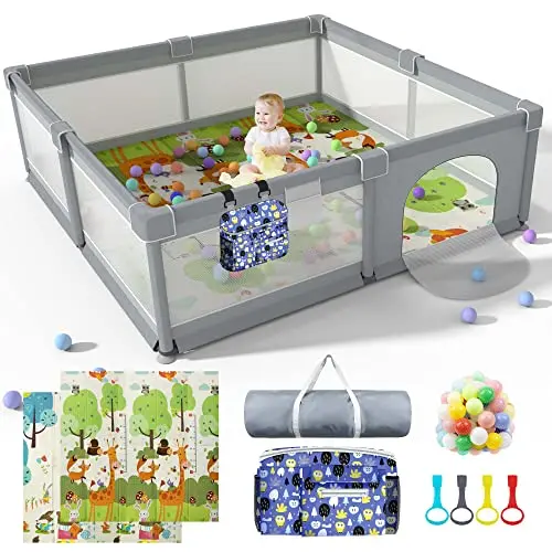 LUTIKIANG baby playpen with included mat and ocean balls