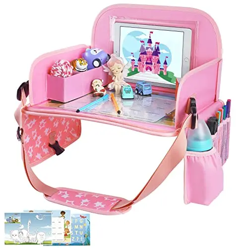 MENZOKE kids travel tray with cooler cup holder and tablet stand