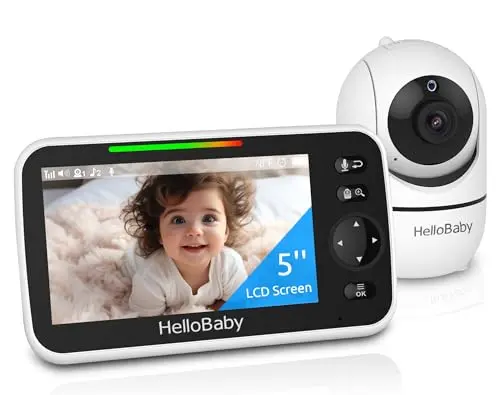 HelloBaby baby monitor with 5-inch screen and remote camera control