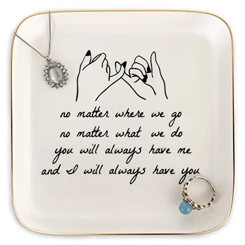 PUDDING CABIN ceramic ring dish with friendship quote and gold foil details