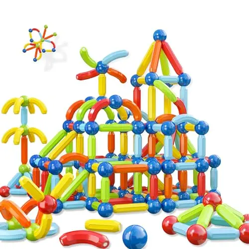Magnetic building blocks with sticks and balls for construction