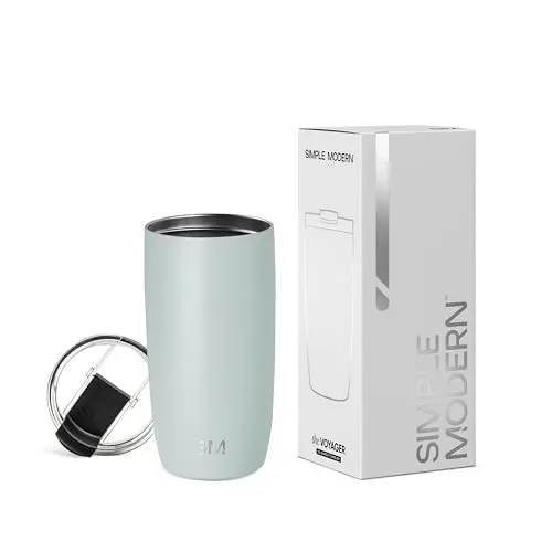 Simple Modern travel coffee mug with flip lid in sea glass sage