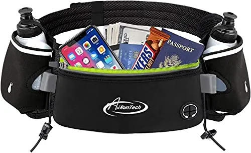 AiRunTech zero bounce hydration belt with larger water bottles