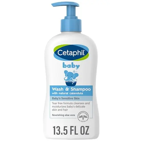 Cetaphil Baby Wash and Shampoo bottle with organic calendula