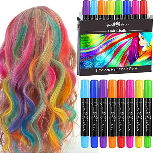 Jim&Gloria dustless hair chalk set with 8 vibrant colors