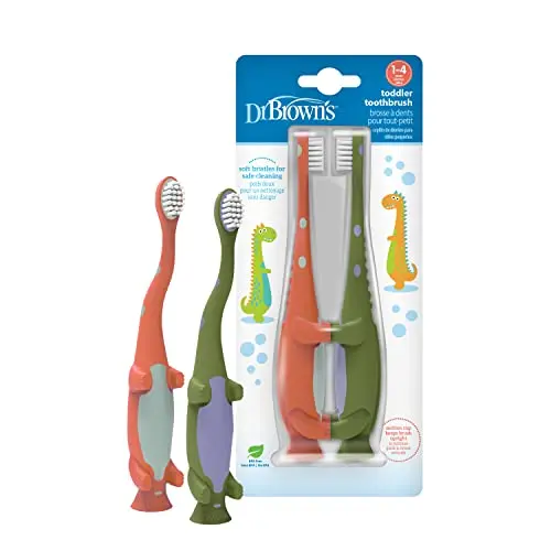 Dr. Brown's dinosaur-themed toddler toothbrush with suction cup base