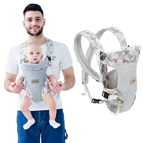IULONEE baby carrier in gray showing adjustable features