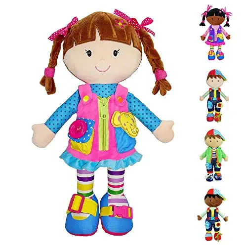 June Garden 15.5-inch Dressy Friends Belle plush doll with dressing skills activities