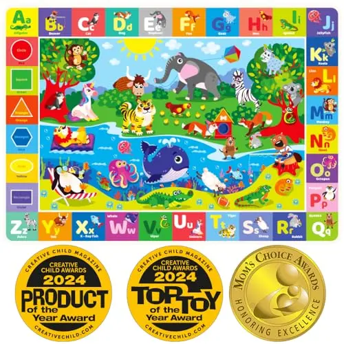 QUOKKA ABC educational play mat with soft plush surface and non-slip backing