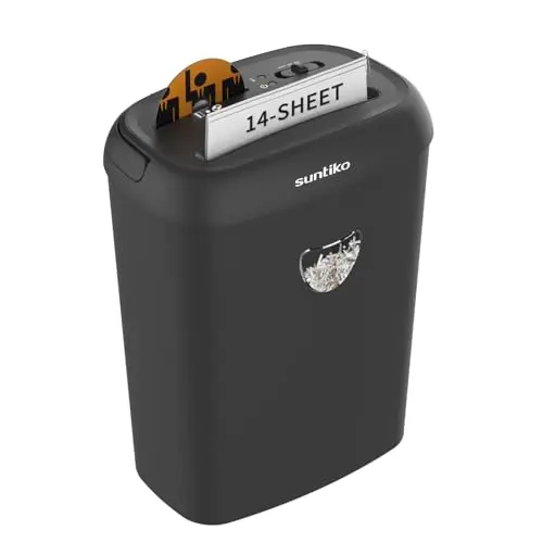 Suntiko 14-sheet cross-cut paper shredder with large capacity bin
