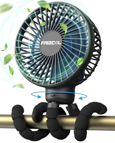 FRIZCOL upgraded stroller fan with sponge-aluminum tripod on Bob stroller