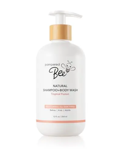 Pampered Bee baby shampoo and body wash with tropical fusion scent