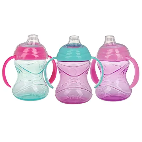 Nuby Clik-It Grip N' Sip Soft Spout Sippy Cup with handles in multiple colors
