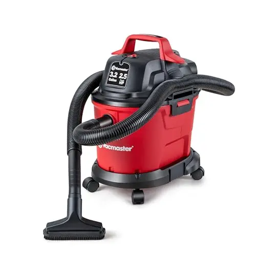 Vacmaster wet dry vacuum with wall-mountable design and accessories