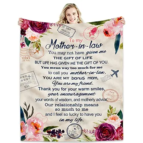 HCOVIV red mother in law gift blanket with letter print
