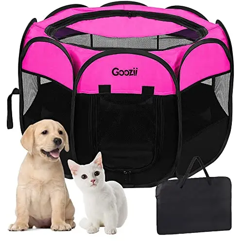 GOOZII foldable pet playpen with zipper top and carrying case