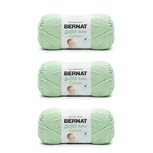 Bernat Softee Baby Cotton yarn in jade frost color showing smooth texture