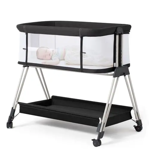 Fodoss bassinet with storage tray and all-mesh sides