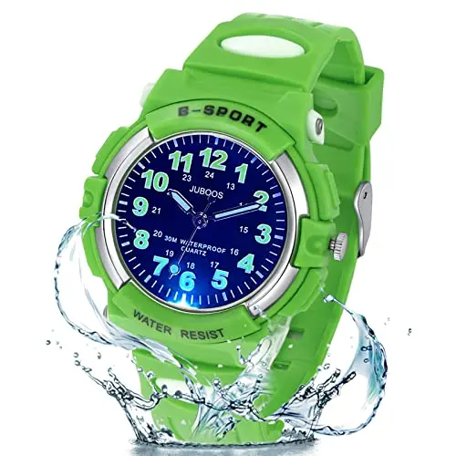 Juboos kids analog watch with multi-color night light feature