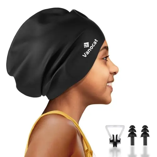 Vanocat extra large swim cap for kids with long or thick hair