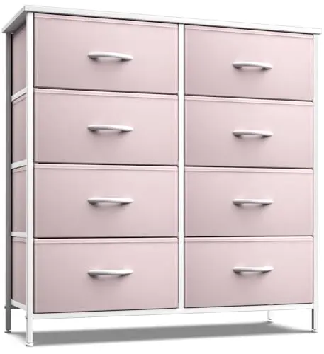 Sorbus pink 8-drawer fabric dresser for kids room organization