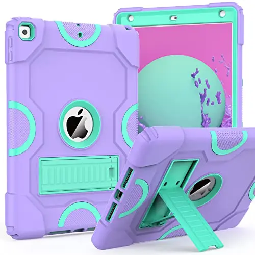 ZoneFoker purple iPad case with heavy-duty protection and sliding kickstand