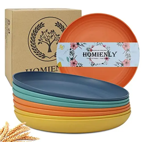 Homienly 8-pack wheat straw dinner plates