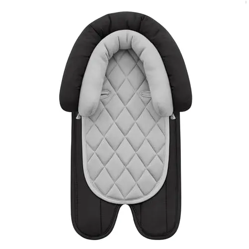 Pro Goleem 2-in-1 infant car seat head support in gray and black