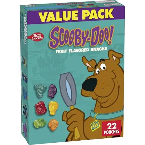 Scooby-Doo character-shaped fruit snacks in assorted fruit flavors