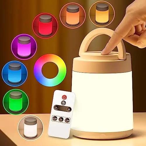 One Fire portable night light with remote control and color options