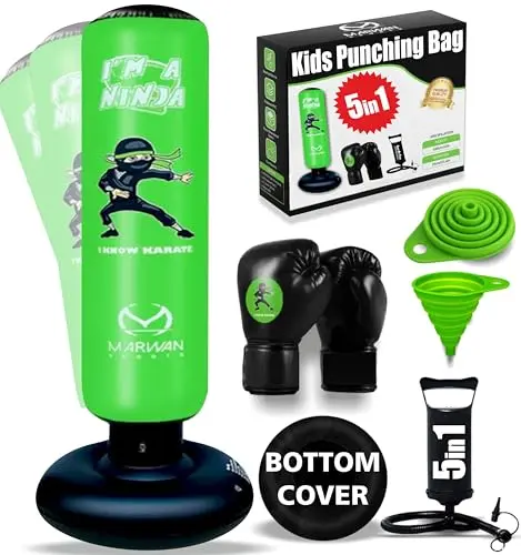 Marwan Sports green inflatable punching bag with triple air chambers