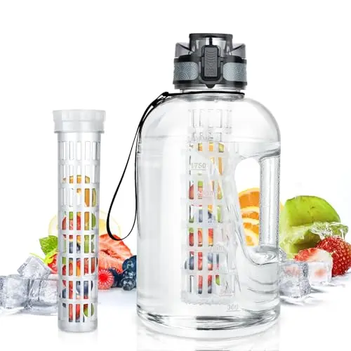 UTEBIT 74oz large fruit infuser water bottle with straw and insulation