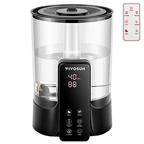 VIVOSUN humidifier with remote control on bedroom dresser