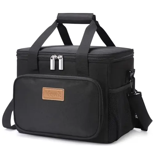 Lifewit black insulated lunch bag with modern design