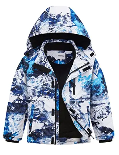 UMMTOM boys waterproof ski jacket fleece lined winter snow coat