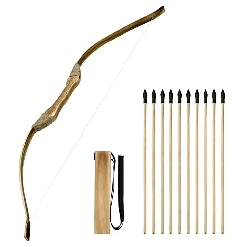 Basbon handmade wooden bow and arrow set for kids with wooden arrows