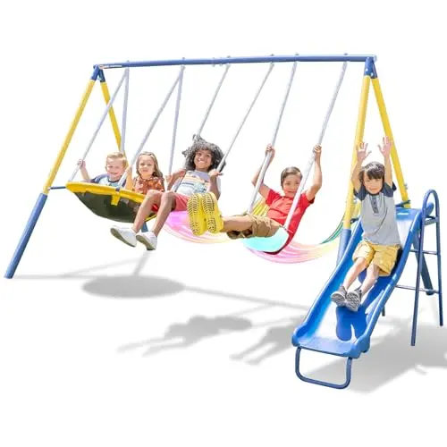 Sportspower Starlight metal swing set with LED light-up swings and slide