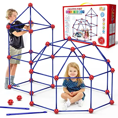 SpringFlower 140-piece fort building kit with rods and connector balls