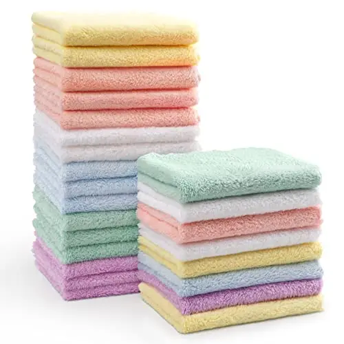 HOMEXCEL 24-pack baby washcloths in assorted colors