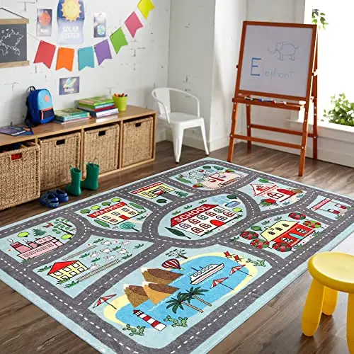 LIVEBOX road traffic play rug with city scene for toy cars