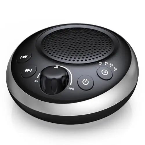 iDealSleep white noise machine in compact black and white design