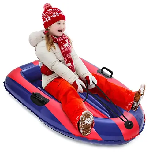 QPAU inflatable snow sled with reinforced handles