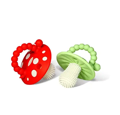 RaZbaby Chompy teether with massaging bristles and multi-texture handles