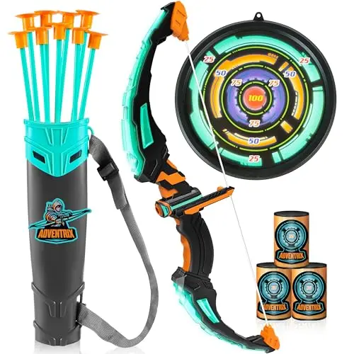 JOYIN LED light-up bow and arrow set for kids with suction cup arrows and targets