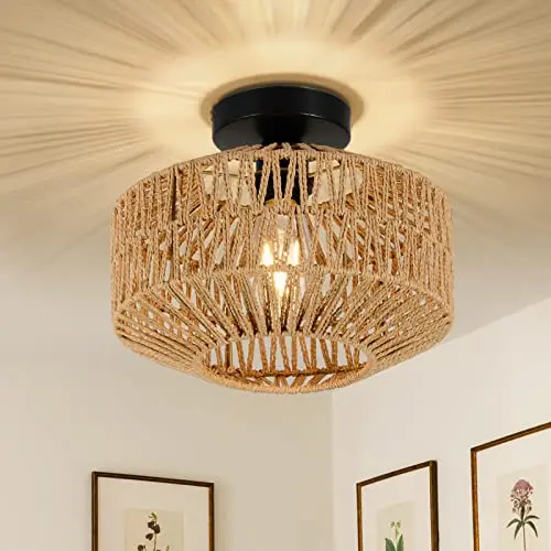 Jobtical boho rattan chandelier ceiling light