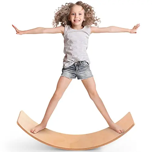 PLAY-IN-JOY natural wood balance board with smooth finish