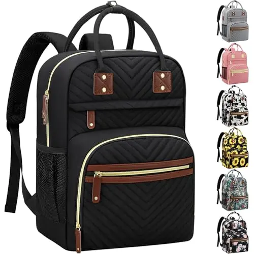 TENOT black diaper backpack with compact design